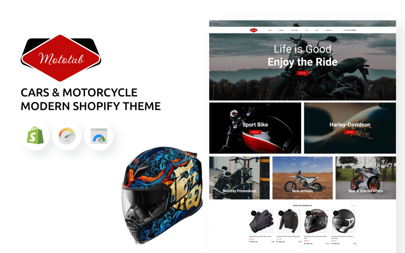 Mototab -汽车和摩托车的现代购物主题