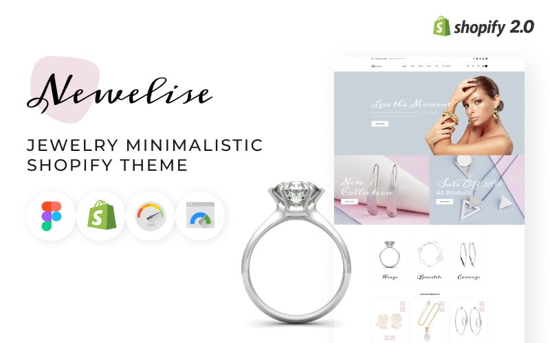 Newelise - Tema elegante minimalista do Shopify de joias