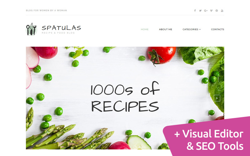 Spatulas - Recipe & 美食博客Moto CMS 3模板