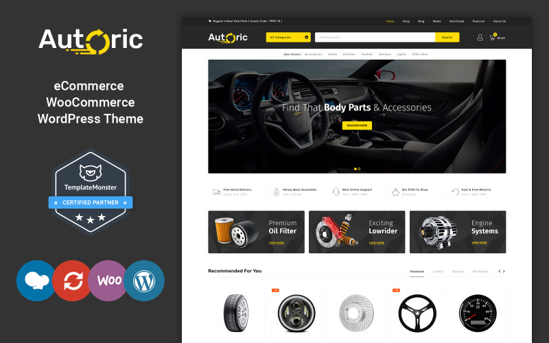 Autoric - Otomobil Parçaları ve Yedek Parçalar Elementor WooCommerce Teması