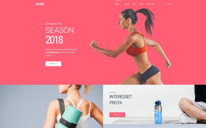 Stor - Negozio di accessori per il fitness Tema WooCommerce classico multiuso Elementor