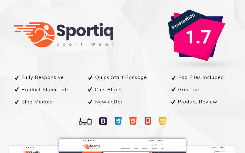 Тема PrestaShop для спортивного магазина Sportiq