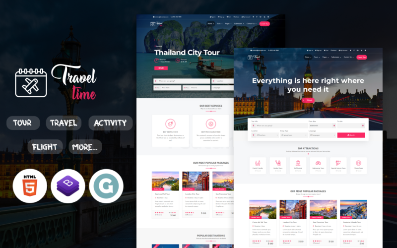 TravelTime -完整的WordPress主题Pro Tour & Travel Agency