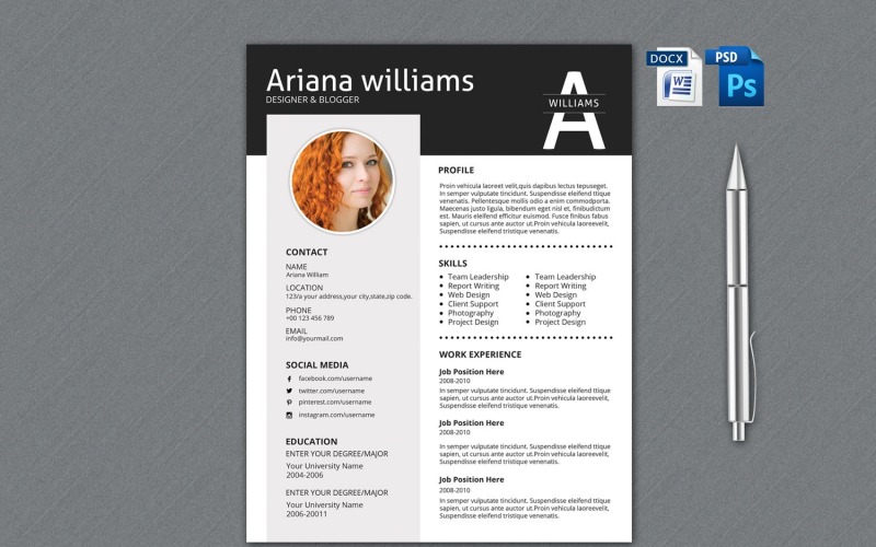 Een professionele CV-sjabloon van Williams