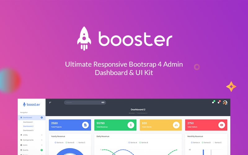 Booster - Bootstrap + Laravel仪表板管理模板