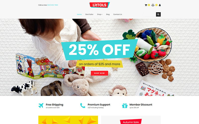litols -玩具 & 游戏商店MotoCMS电子商务模板