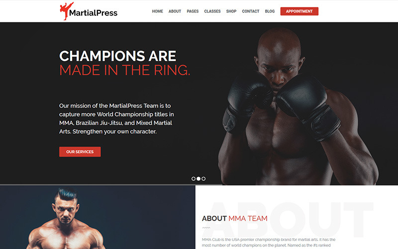 MartialPress - Tema de WordPress para escuelas y clubes de artes marciales