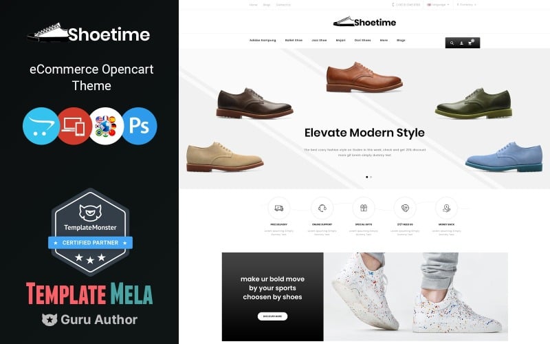 Shoetime - Modèle OpenCart pour magasin de chaussures et de mode