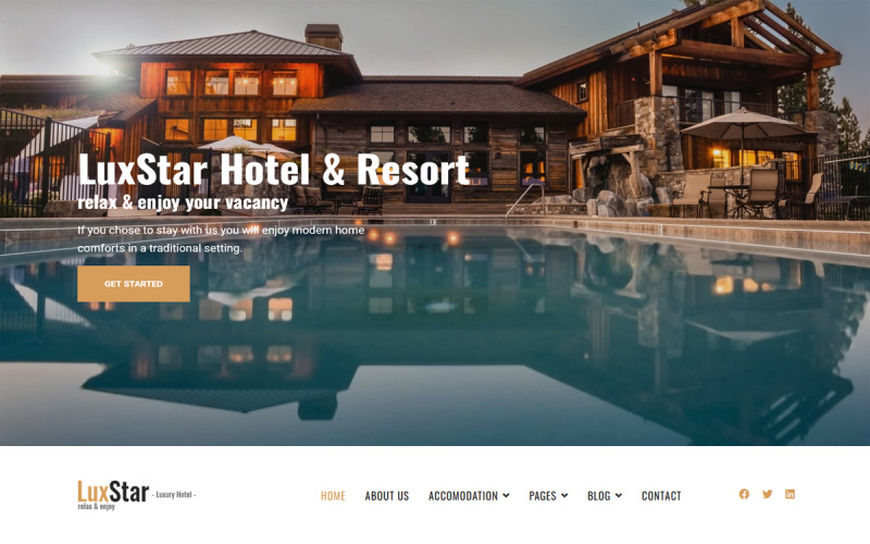 Šablona Joomla 5 pro rezervaci hotelu a resort LuxStar