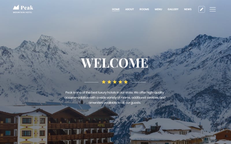 Peak - Hotell En sida Rengör HTML-målsidesmall