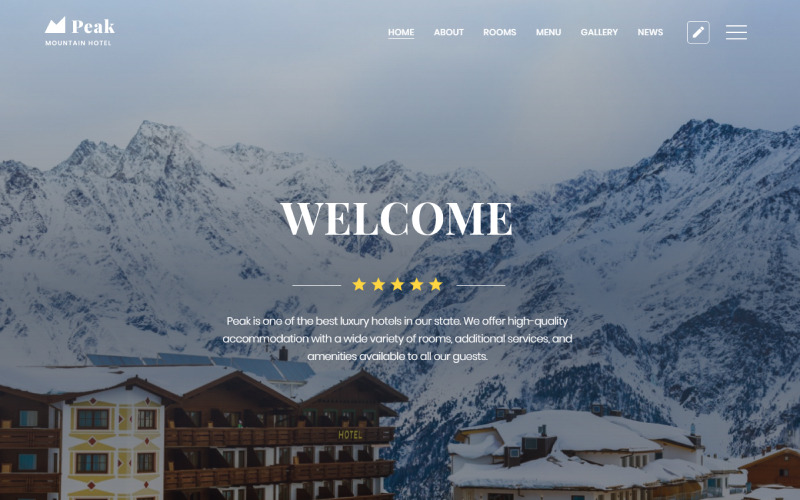 Peak - Hotels One Page Clean HTML céloldal sablon