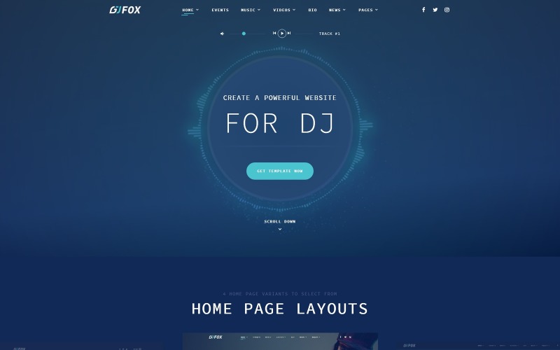 DJ FOX - DJ többoldalas kreatív bootstrap HTML webhelysablon