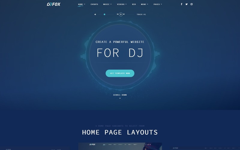 DJ FOX - Modello di sito Web HTML Bootstrap creativo multipagina per DJ