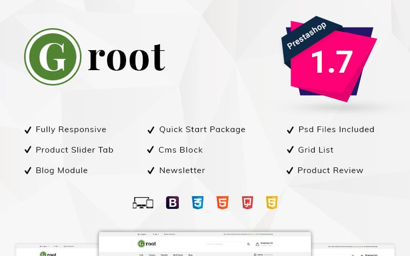 Tema de PrestaShop de Groot Nursery Store