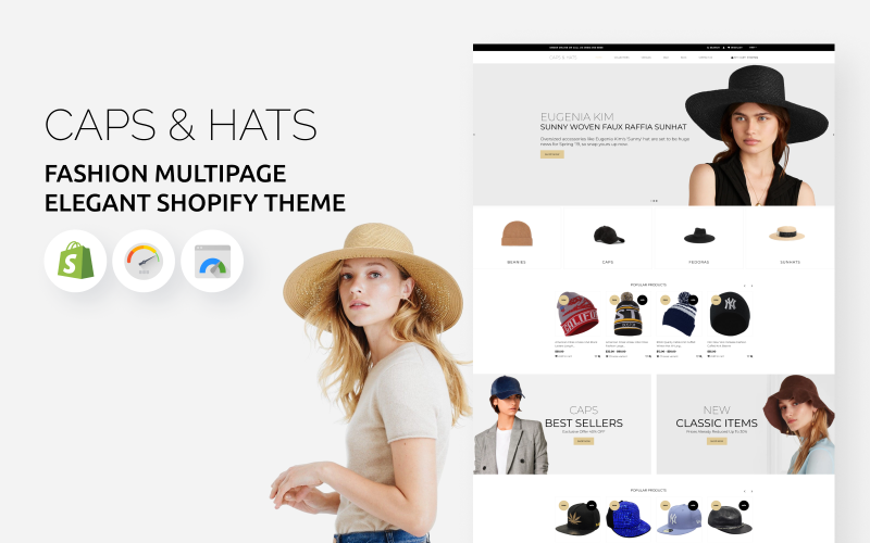 帽子和帽子-时尚多页优雅的购物主题
