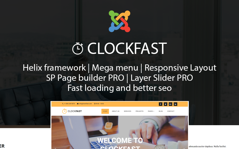 ClockFast -多用途响应式Joomla模板