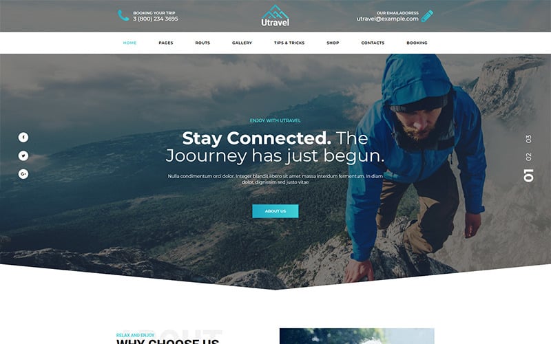 Utravel -徒步旅行和旅行在免费的WordPress主题
