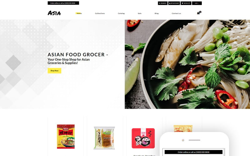 亚洲-亚洲食品网上商店清洁Shopify主题