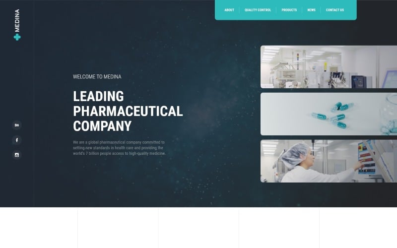 Medina -制药公司的现代HTML目的地页面模板