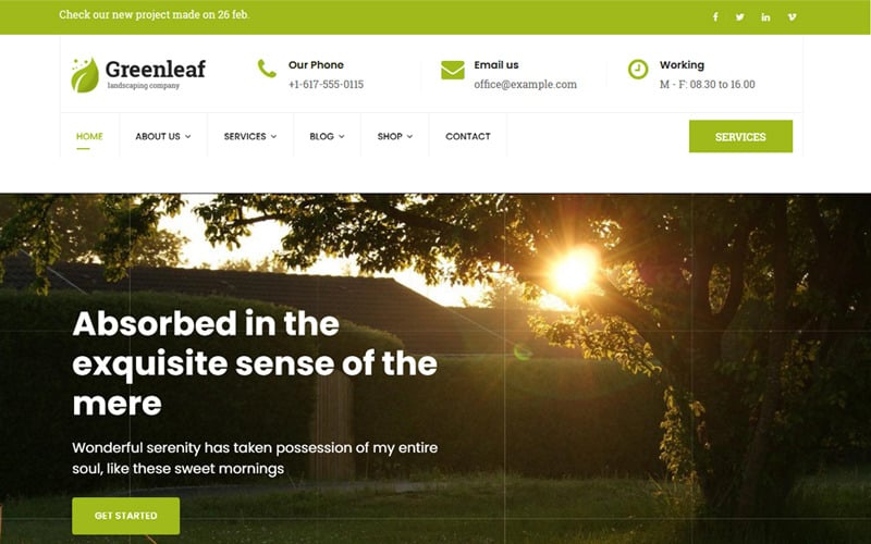 Greenleaf -园艺，草坪和景观的Joomla 5模板