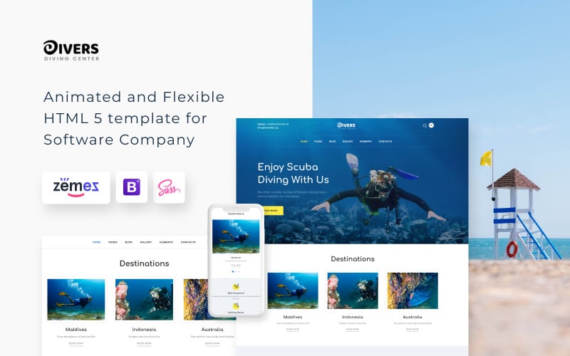 Divers - Diving Center Multipage Classic HTML 网站 Template