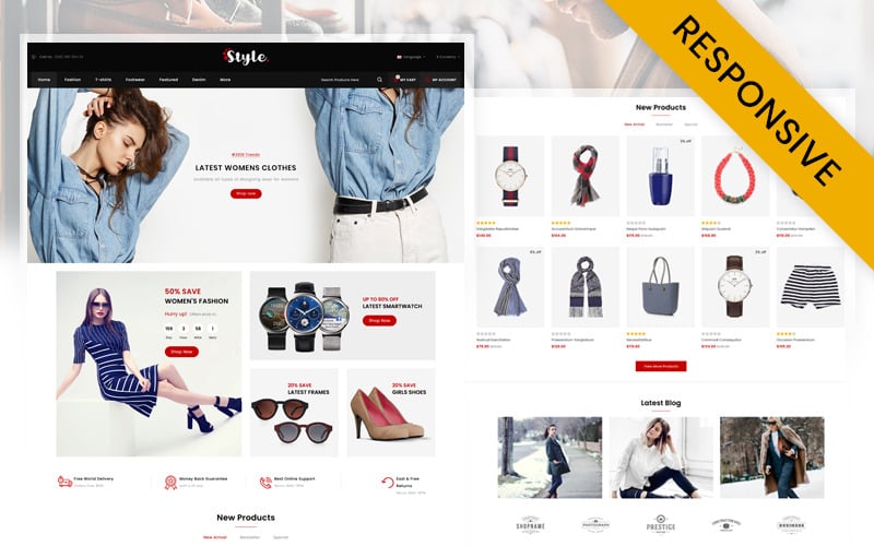 Modèle réactif OpenCart de magasin de vêtements de style