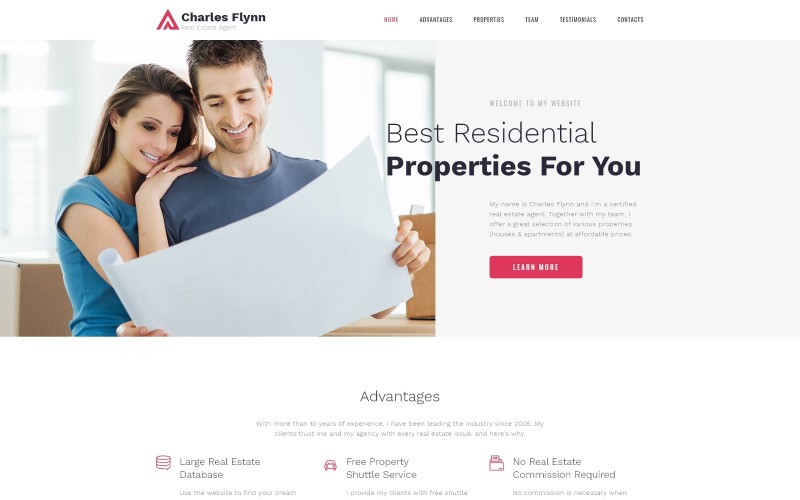 Charles Flynn - Plantilla de página de destino HTML limpia para agencia inmobiliaria