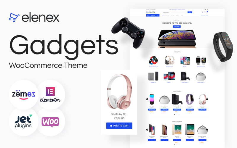 Elenex - Gadgets E-handel Classic Elementor WooCommerce-tema