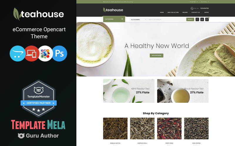 Teahouse - Modèle OpenCart de magasin d'aliments et de boissons