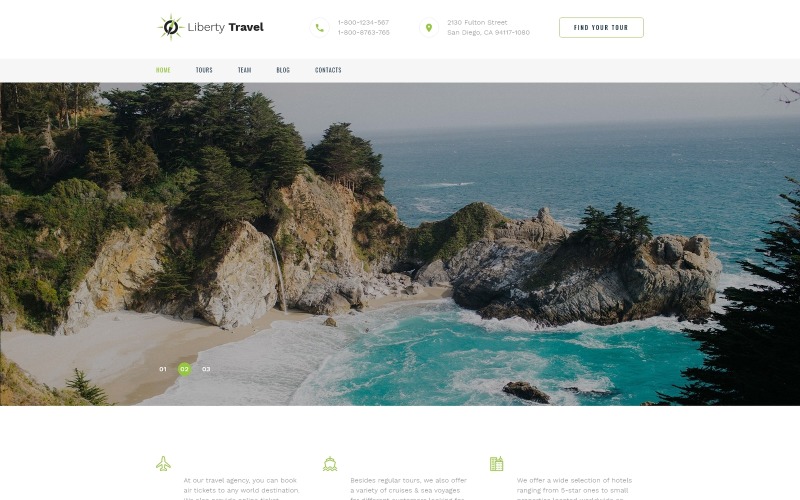 自由旅游-目的地网页模型Bootstrap HTML为旅行社