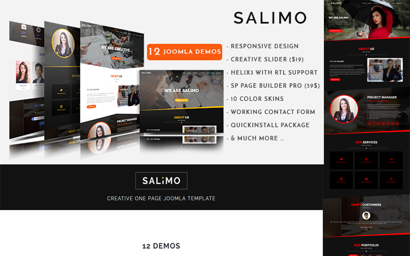 Salimo - Modello Joomla creativo di una pagina