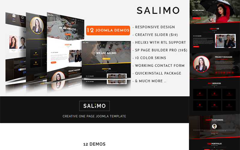 Salimo - modelo Joomla 5 criativo de uma página