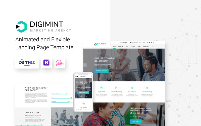 Digimint - Digitális营销Ügynökség nyitóoldalsablonja