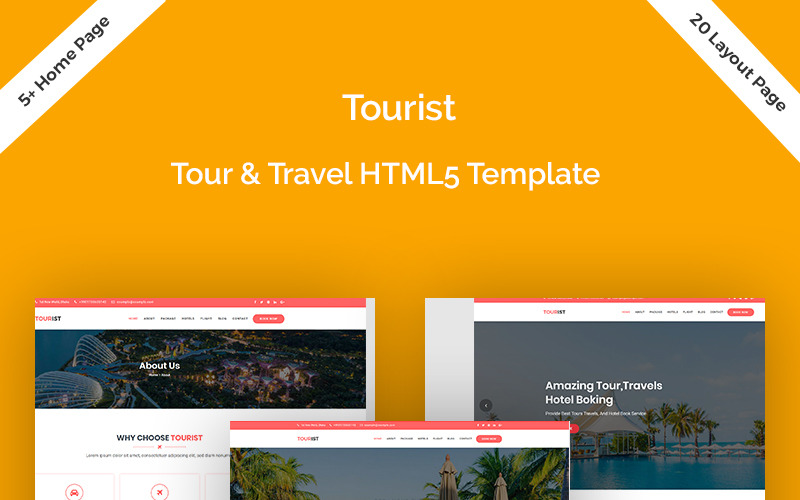 Tourisme - Modèle de site Web pour les visites, les voyages et la réservation d'hôtel