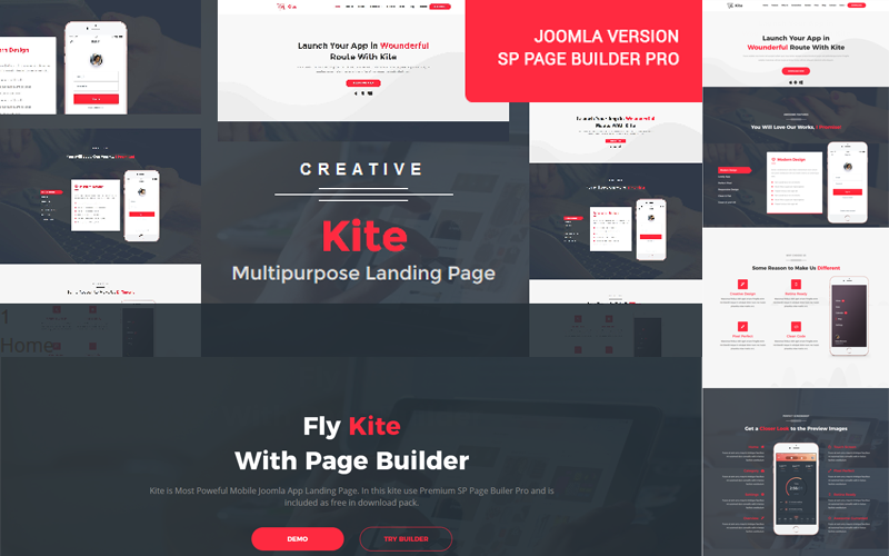 Kite – адаптивний односторінковий шаблон Joomla 5