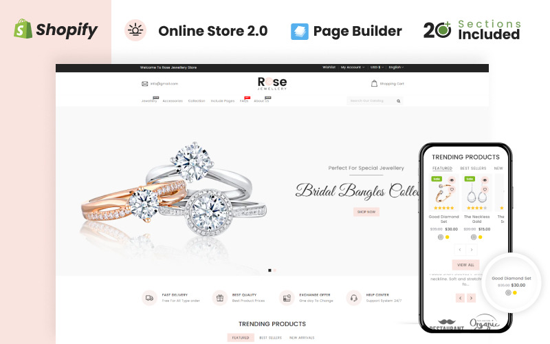 Тема Shopify Rose Jewelry