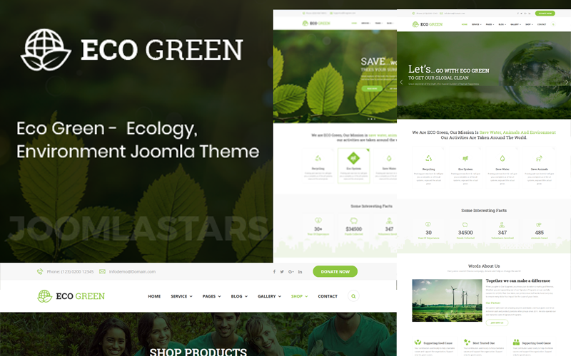 生态绿色-环境，生态和可再生能源Joomla 5模板
