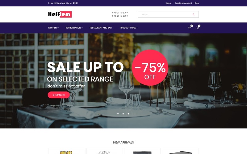 Hefflem - Plantilla de comercio electrónico de muebles de cocina Tema Magento