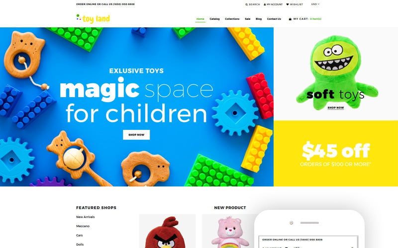 Toy Land - Tema Shopify pulito pronto per l'uso del negozio di giocattoli