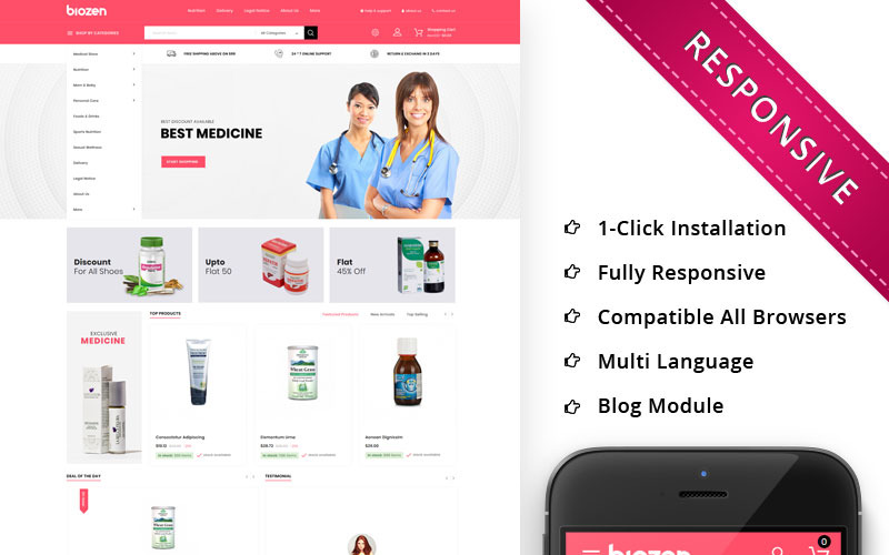 BioZen - Thème PrestaShop réactif pour le magasin médical