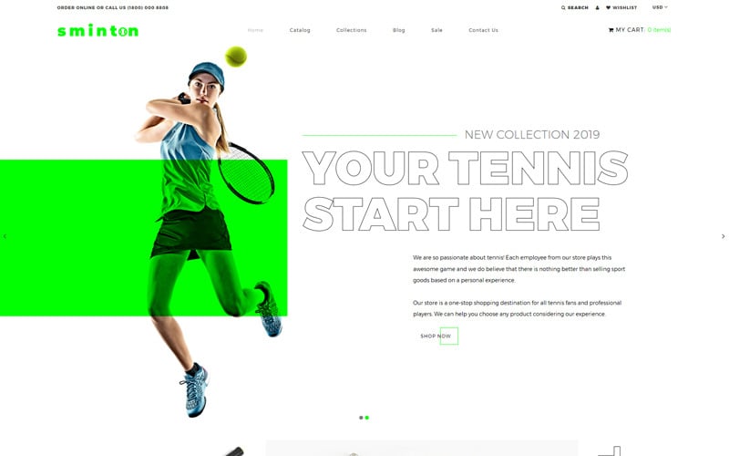 Sminton - Tennis Shop Clean Shopify Theme