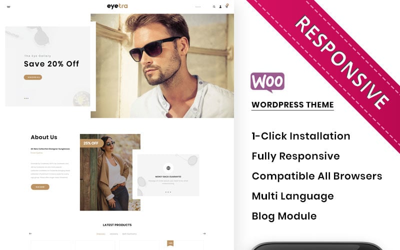 Eyetra - motyw WooCommerce ze sklepu z okularami