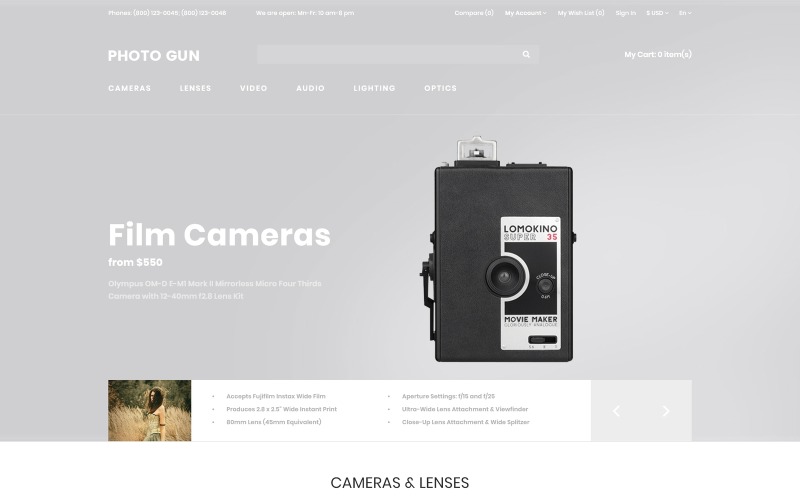 Photo Gun - 电子产品 Store - D¡ommerce Modern Open车 Template