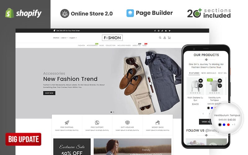 Модний одяг і аксесуари Тема Shopify Os 2.0