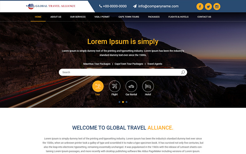 全球旅行-旅游公司PSD模板