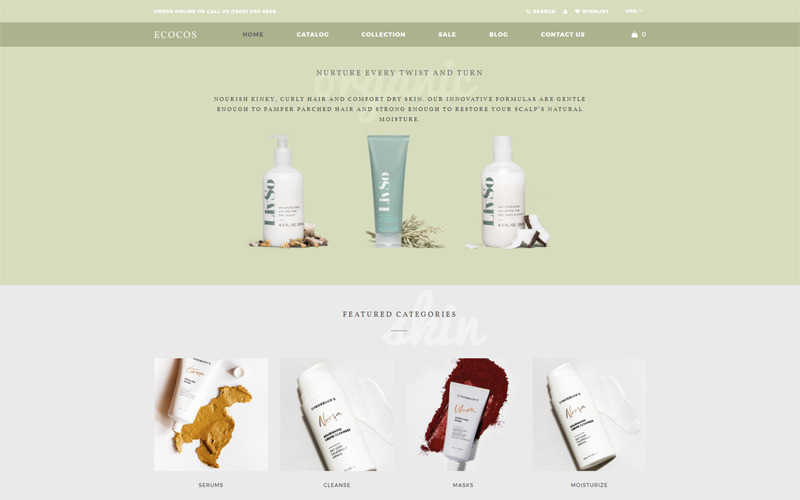 Ecocos - sklep kosmetyczny eCommerce Nowoczesny motyw Shopify