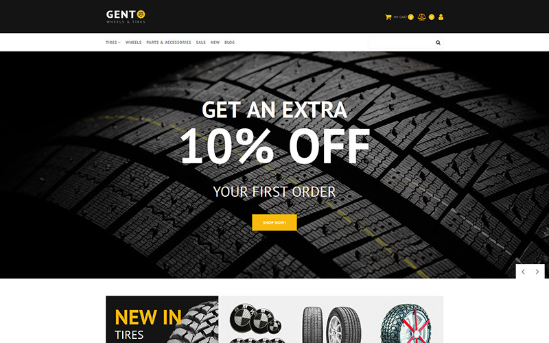 Gento - Modello di e-commerce MotoCMS per negozio di ruote e pneumatici