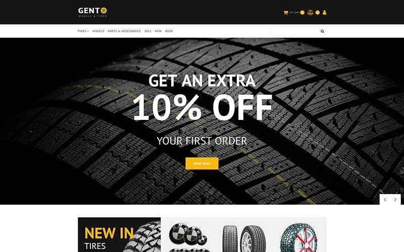 Gento - MotoCMS模板，用于轮胎和轮胎商店的电子商务