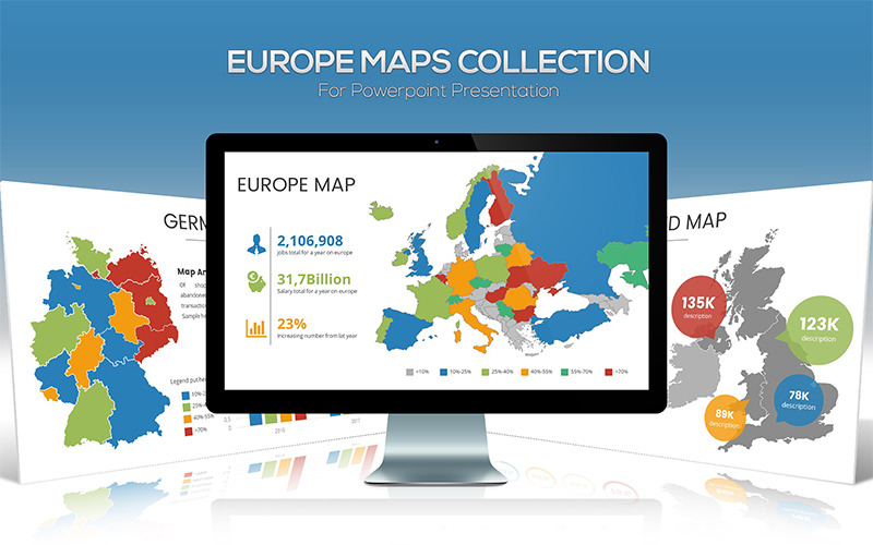 为演示文稿模板收集欧洲地图