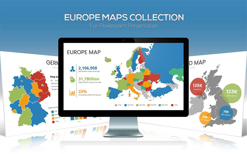 欧洲地图收集的PowerPoint模板